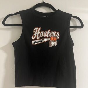 Black Hooters Baseball Crop Top